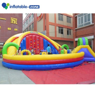 Kids Play Inflatable water Bouncer With Slide and pool and rock climbing