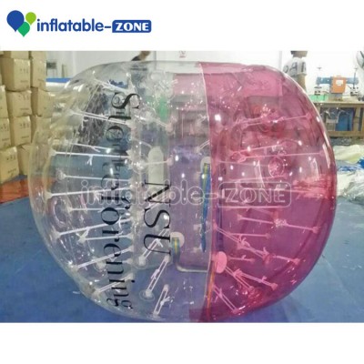 Factory Supply 1.5m cheap half color tpu clear bubble football/half color bumper ball for adult bubble soccer knockers