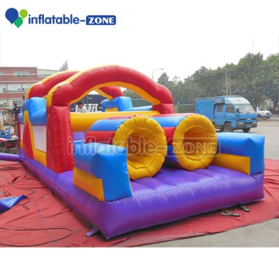 Inflatable run across Obstacle course, inflatable two tunnel channel obstacle