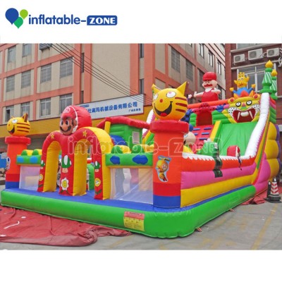 Cartoon Anima big Inflatable Bouncer Castle With Inflatable Climbing Wall Slides For Kids Play Fun